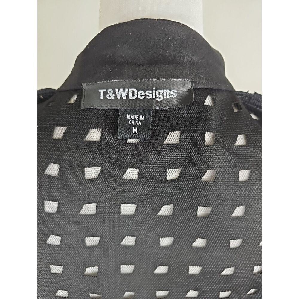 T & WDesigbs ~Woman Size M~ Black/Gold Lightweight Dressy Jacket Zip-Up Front. - Picture 7 of 10